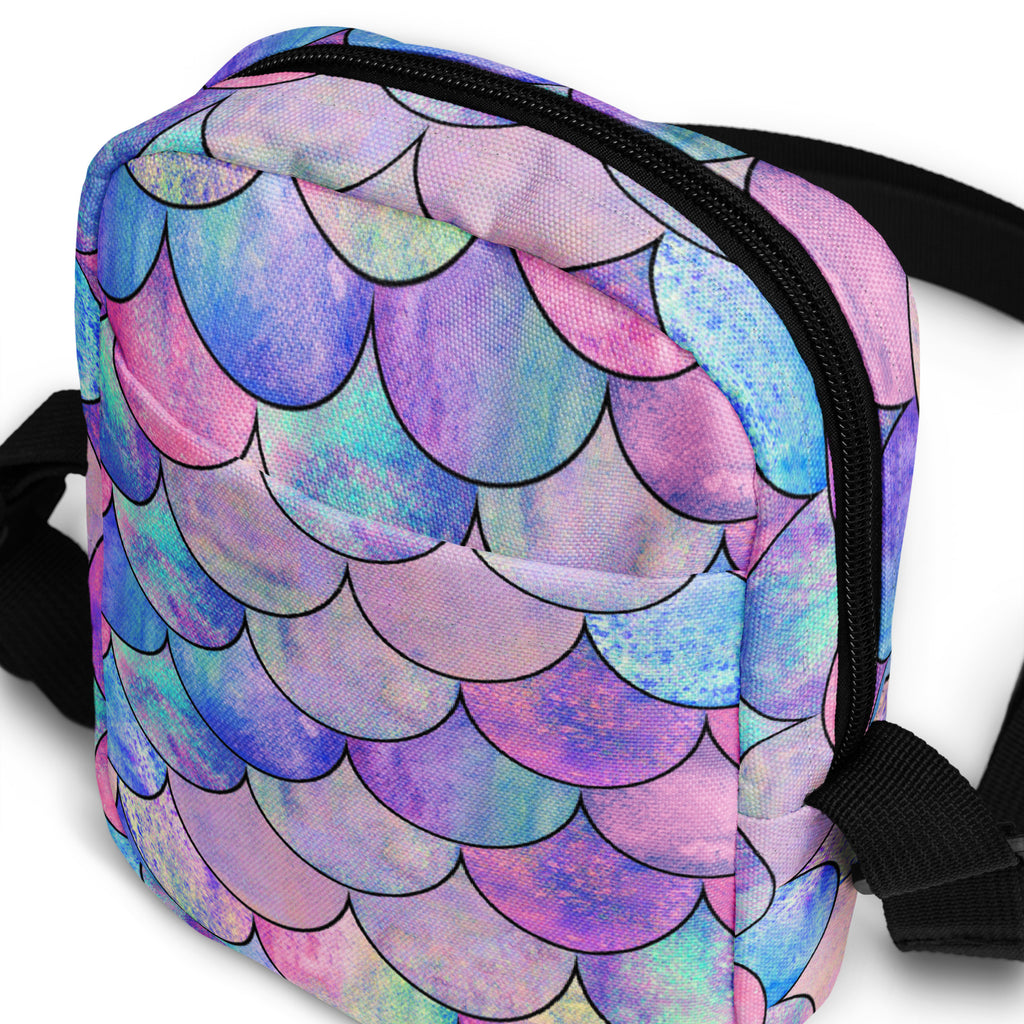 Pastel Mermaid Crossbody Bag – Water Resistant Mini Purse With Adjustable Strap & Pockets