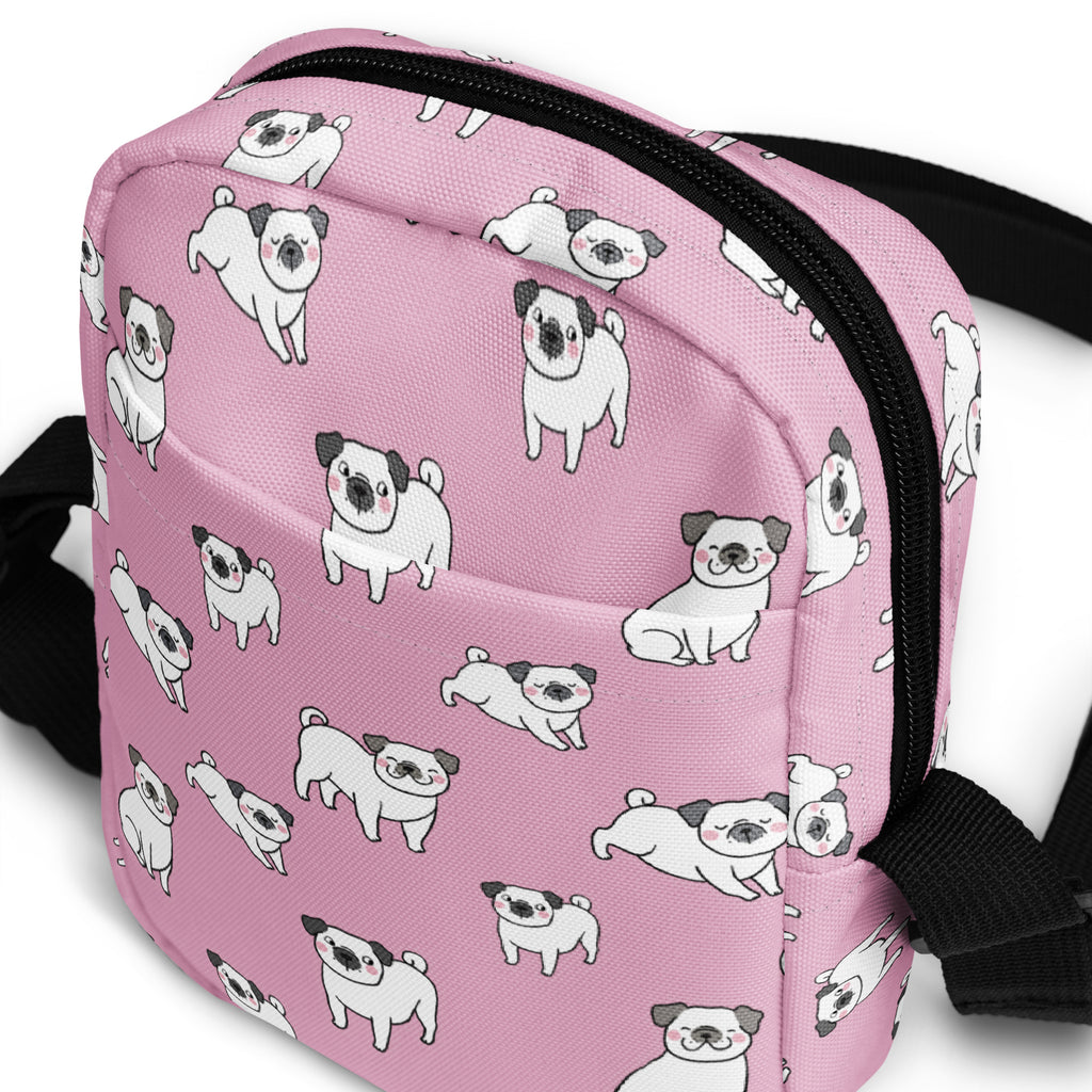 Pink Pug Crossbody Bag – Water Resistant Mini Purse With Adjustable Strap & Pockets