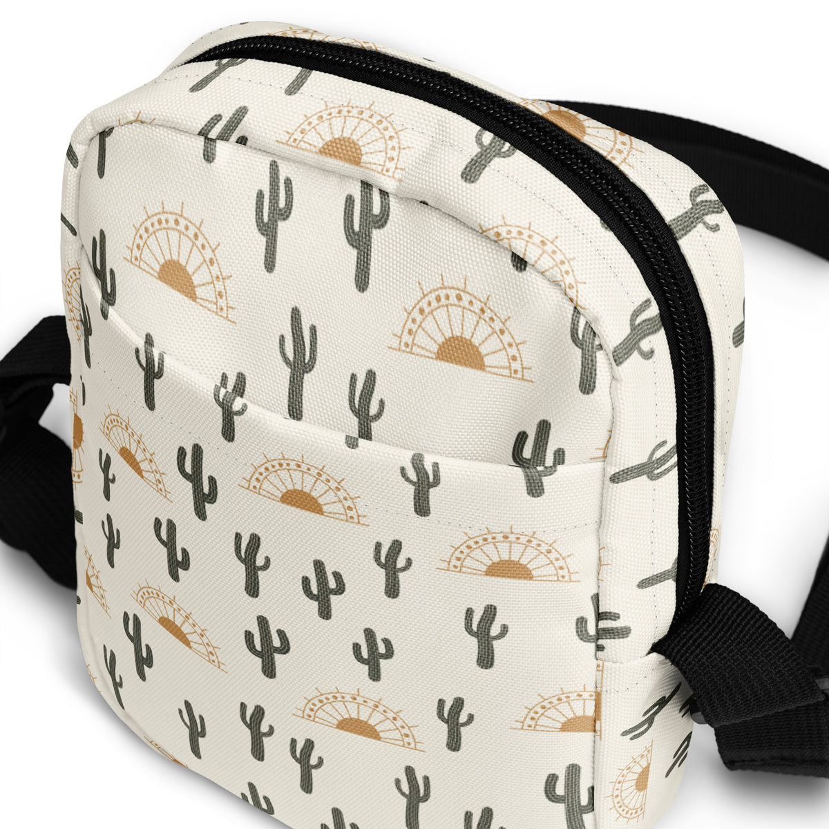 Desert Cactus Sunrise Crossbody Bag – Water Resistant Mini Purse With Adjustable Strap & Pockets