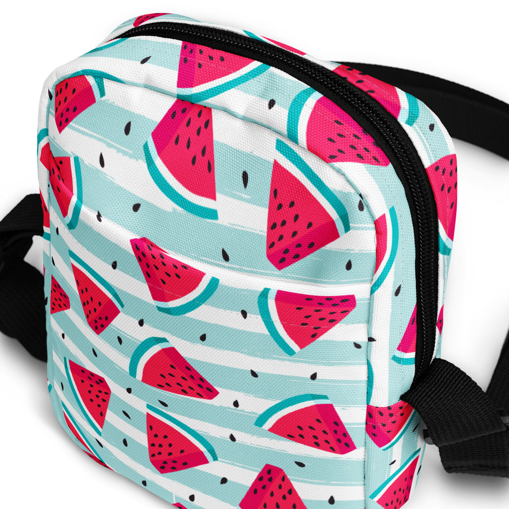Watermelon Stripe Crossbody Bag – Water Resistant Mini Purse With Adjustable Strap & Pockets