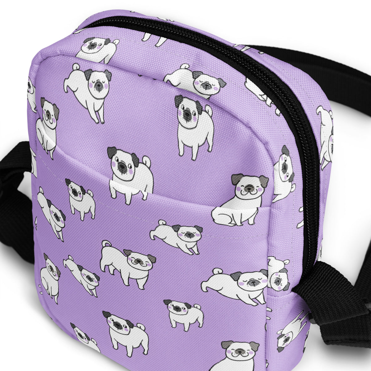 Pink Pug Crossbody Bag – Water Resistant Mini Purse With Adjustable Strap & Pockets