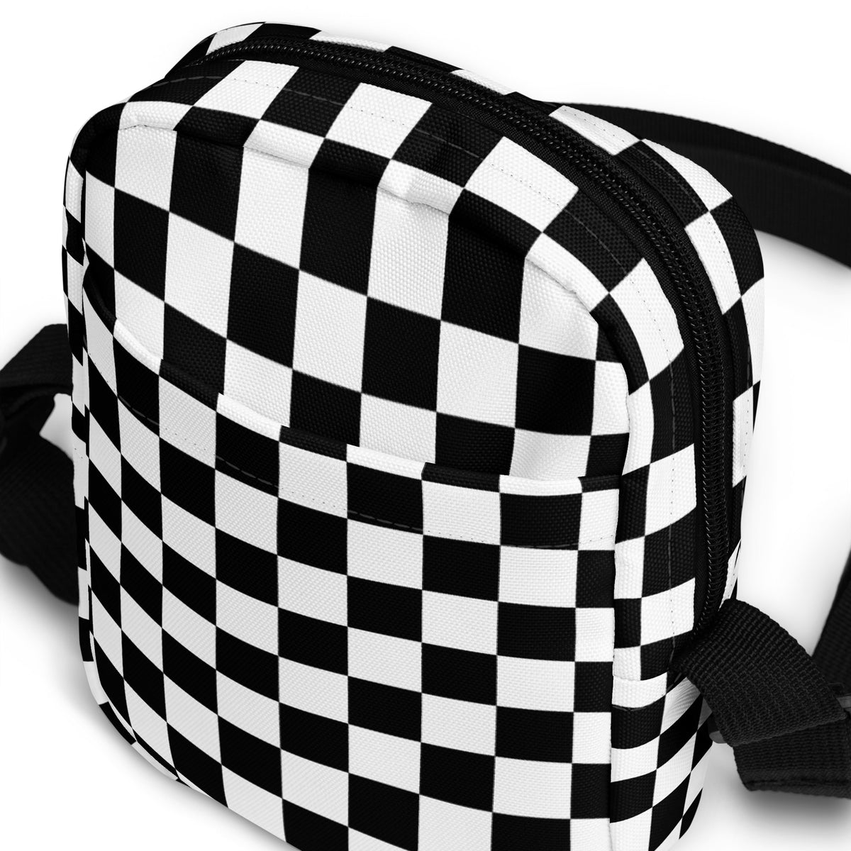 Checkered Crossbody Bag – Water Resistant Mini Purse With Adjustable Strap & Pockets
