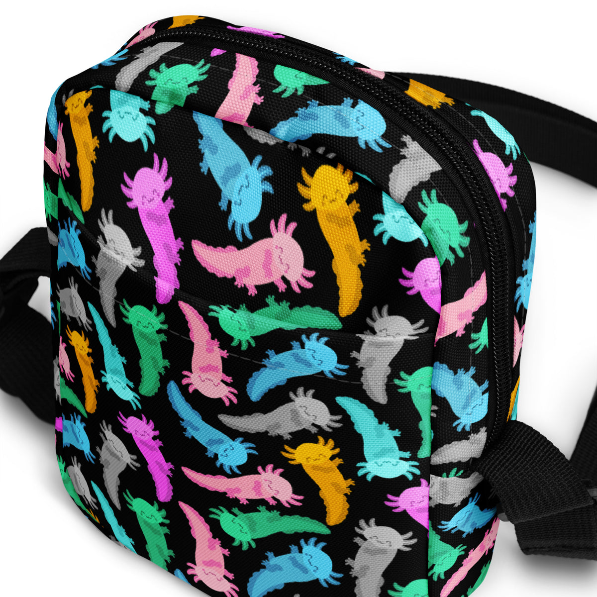 Girls Colorful Axolotl Crossbody Bag – Water Resistant Mini Purse With Adjustable Strap & Pockets