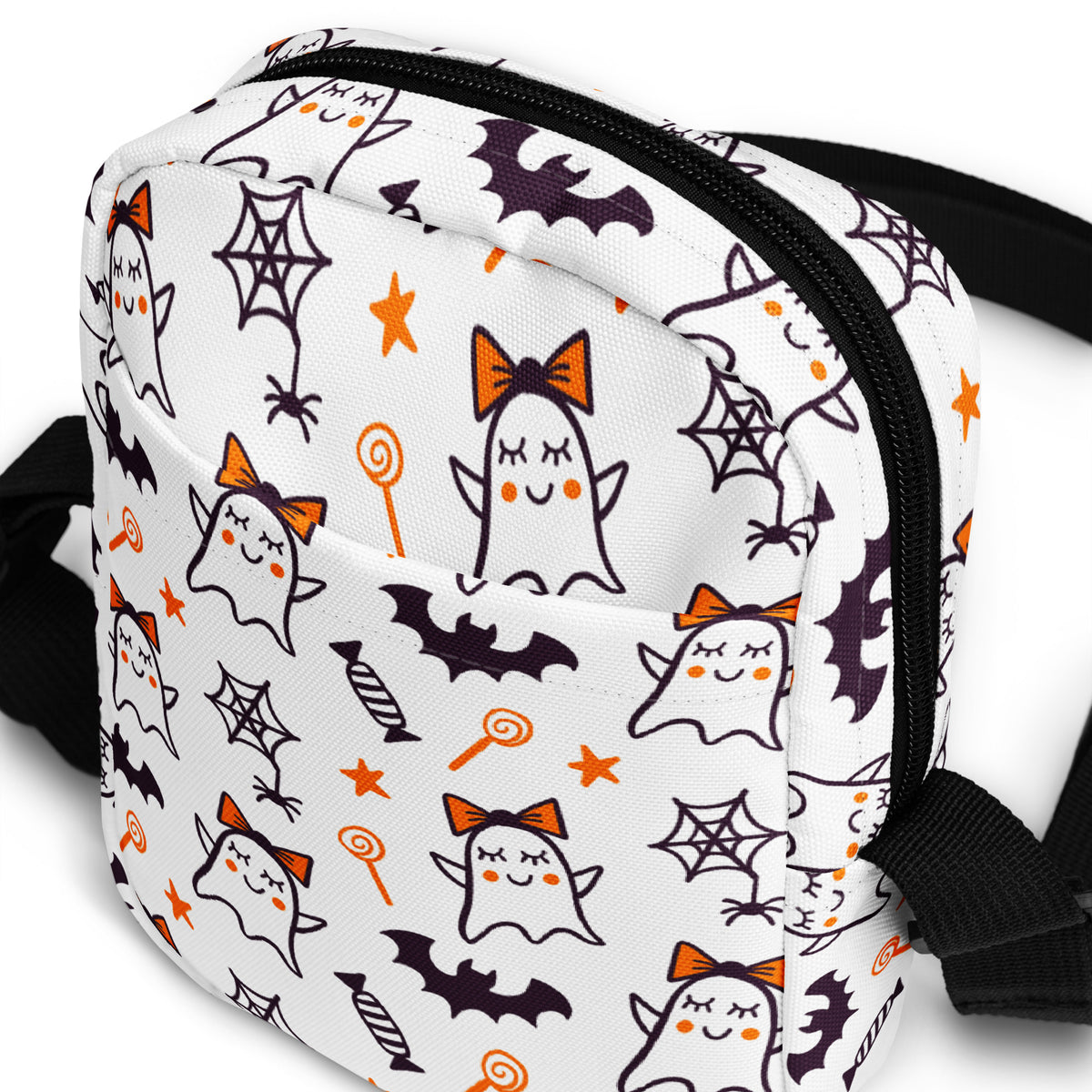 Girls Cute Ghost Halloween Crossbody Bag – Water Resistant Mini Purse With Adjustable Strap & Pockets