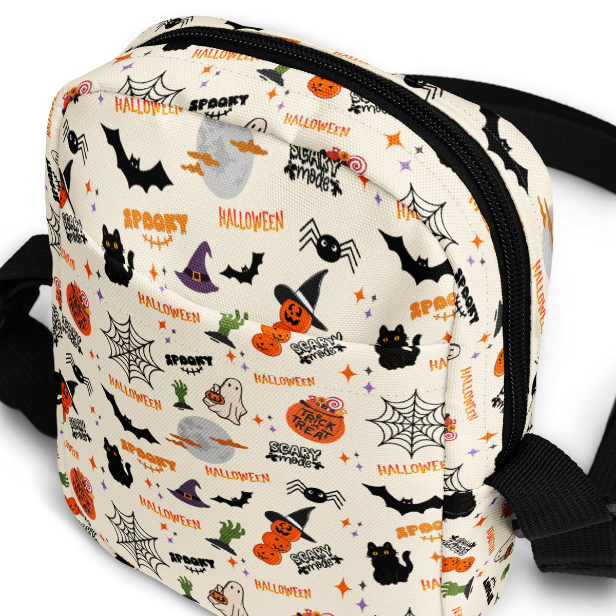 Girls Halloween Icons Crossbody Bag – Water Resistant Mini Purse With Adjustable Strap & Pockets