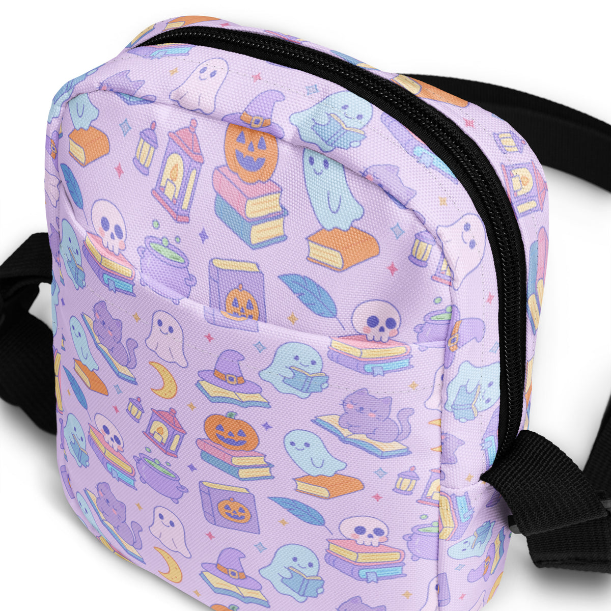 Book Themed Halloween Crossbody Bag – Water Resistant Mini Purse With Adjustable Strap & Pockets