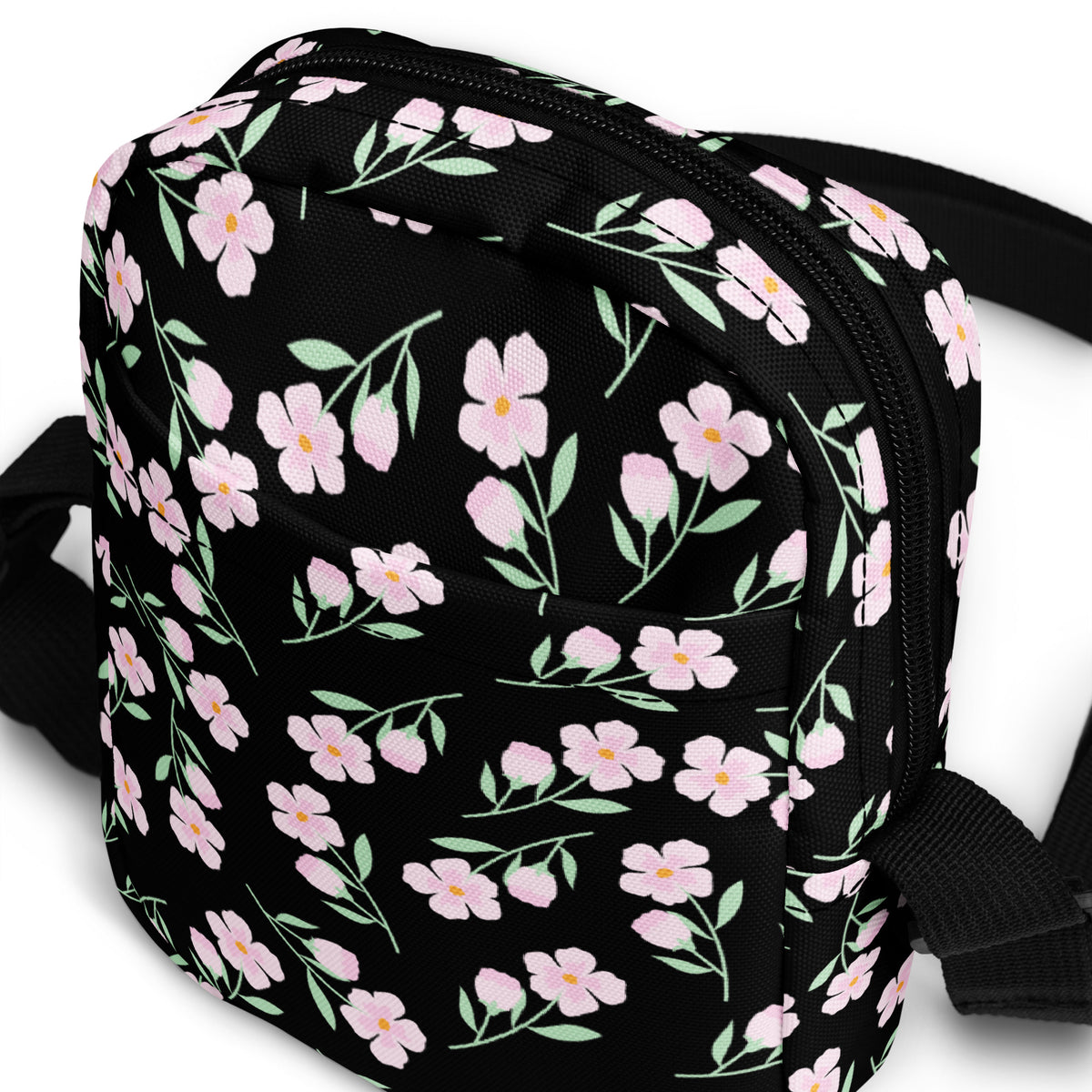 Pink Floral Crossbody Bag – Water Resistant Mini Purse With Adjustable Strap & Pockets