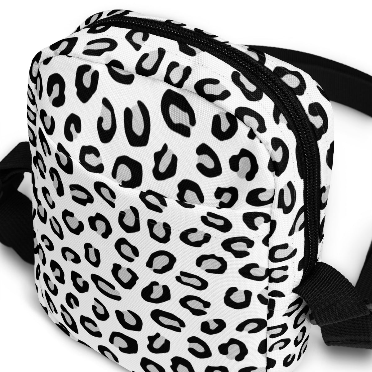 Girls Black & White Leopard Crossbody Bag – Water Resistant Mini Purse With Adjustable Strap & Pockets