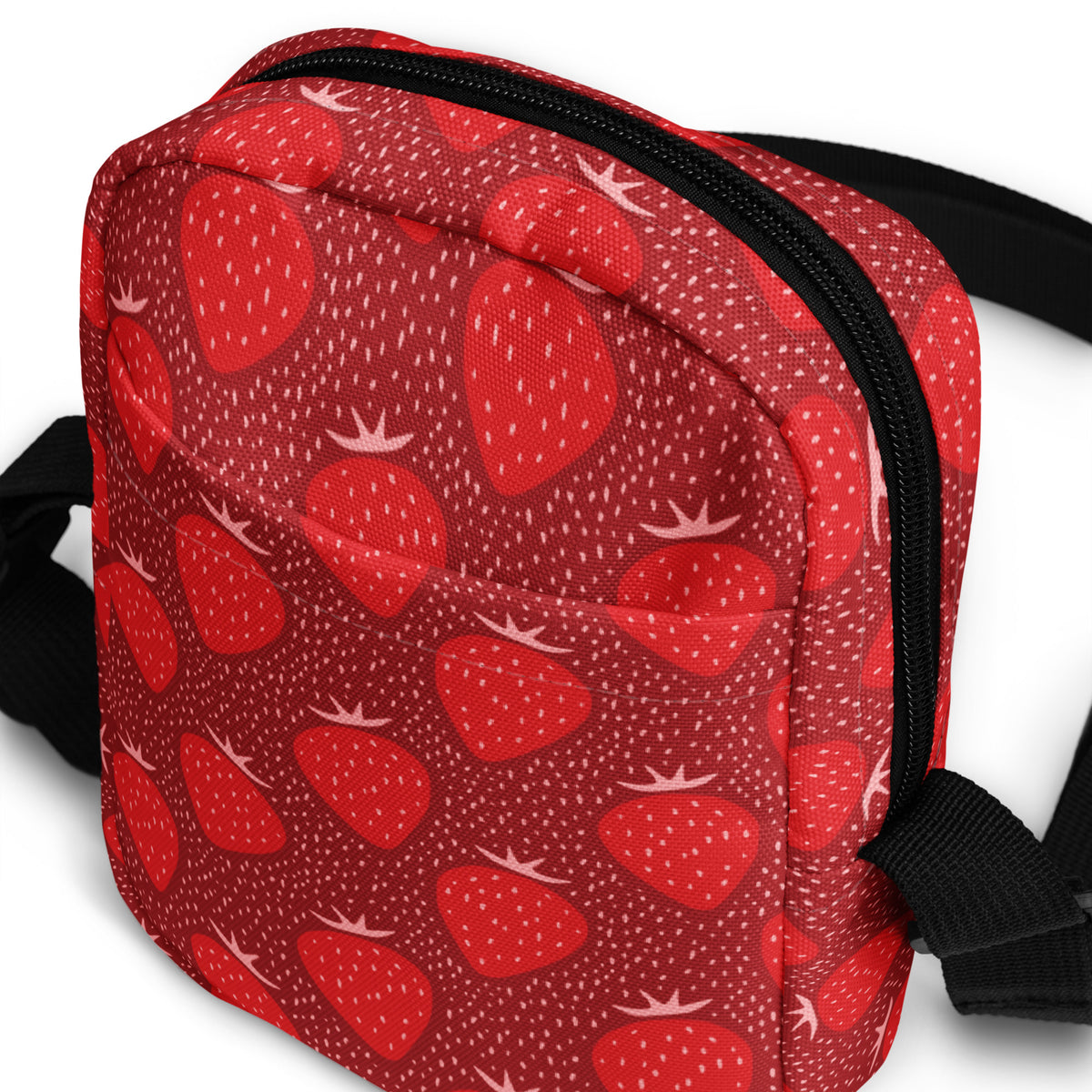 Red Strawberry Crossbody Bag – Water Resistant Mini Purse With Adjustable Strap & Pockets
