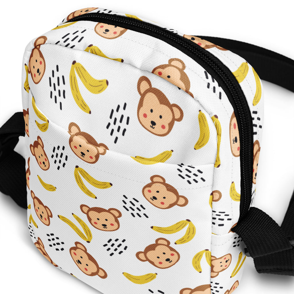 Girls Monkey Banana Crossbody Bag – Water Resistant Mini Purse With Adjustable Strap & Pockets