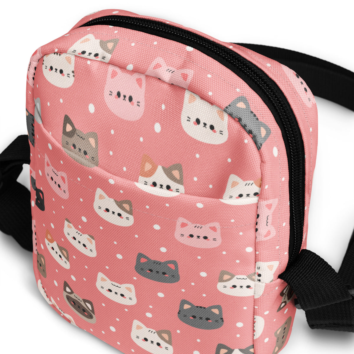 Pink Cat Crossbody Bag – Water Resistant Mini Purse With Adjustable Strap & Pockets