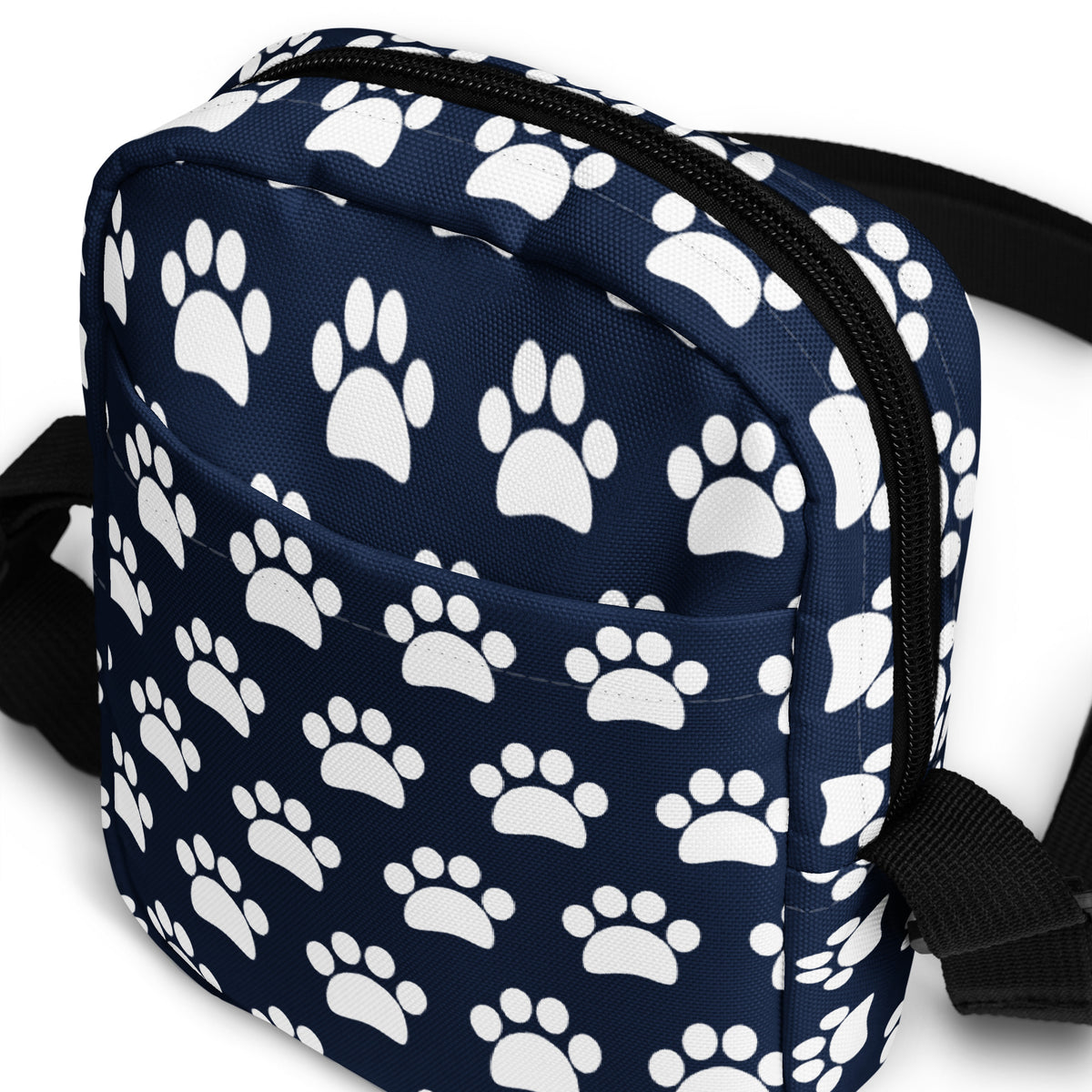 Navy Blue Paw Print Crossbody Bag – Water Resistant Mini Purse With Adjustable Strap & Pockets