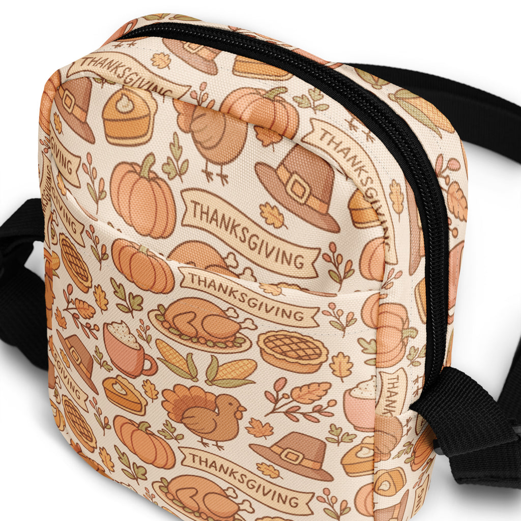 Thanksgiving Crossbody Bag – Water Resistant Mini Purse With Adjustable Strap & Pockets