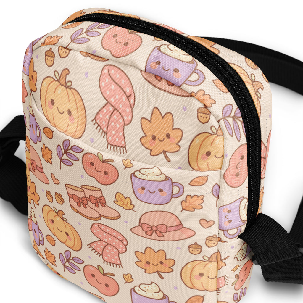Cute Fall Themed Crossbody Bag – Water Resistant Mini Purse With Adjustable Strap & Pockets