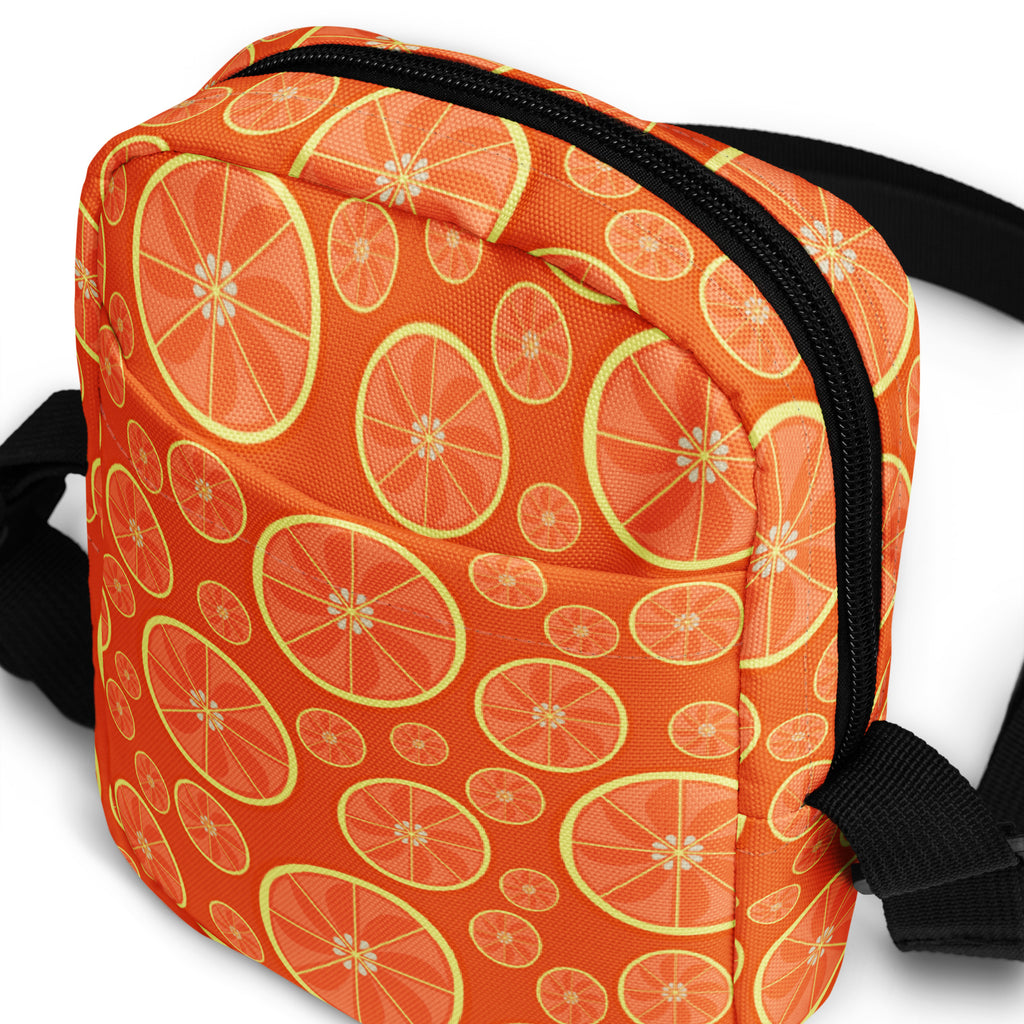 Orange Citrus Crossbody Bag – Water Resistant Mini Purse With Adjustable Strap & Pockets