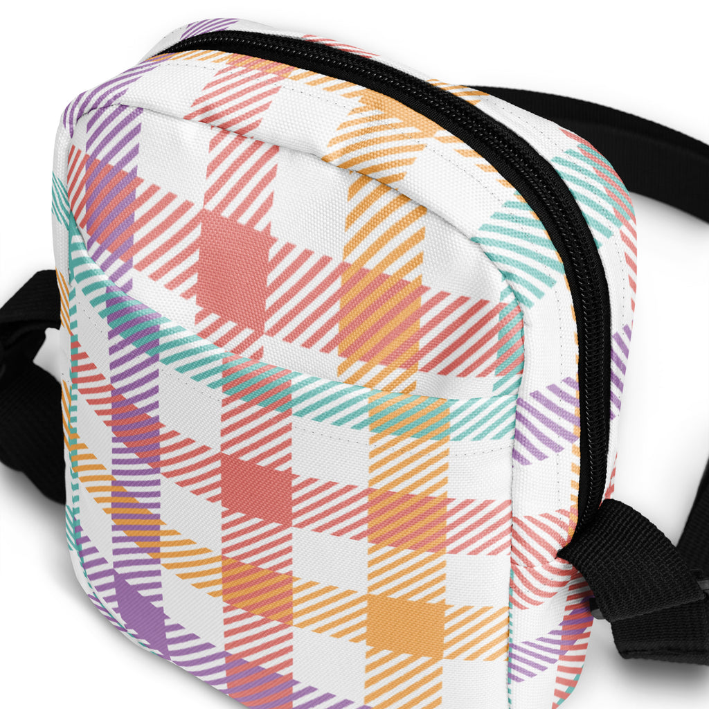 Colorful Plaid Crossbody Bag – Water Resistant Mini Purse With Adjustable Strap & Pockets