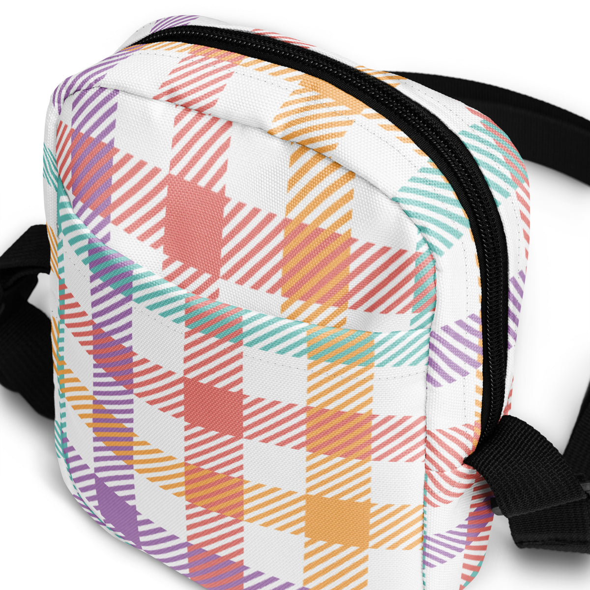 Colorful Plaid Crossbody Bag – Water Resistant Mini Purse With Adjustable Strap & Pockets