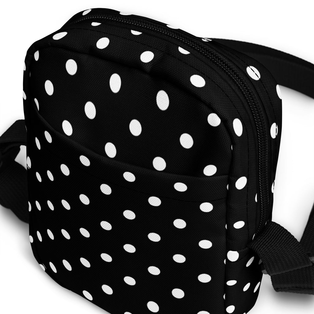 Girls Black Polka Dot Crossbody Bag – Water Resistant Mini Purse With Adjustable Strap & Pockets