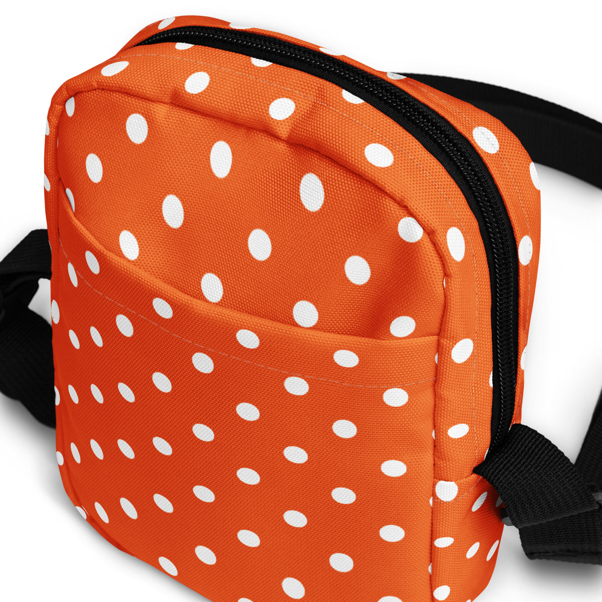 Orange Polka Dot Crossbody Bag – Water Resistant Mini Purse With Adjustable Strap & Pockets