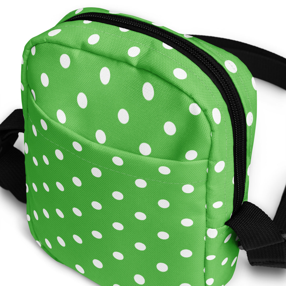 Green Polka Dot Crossbody Bag – Water Resistant Mini Purse With Adjustable Strap & Pockets