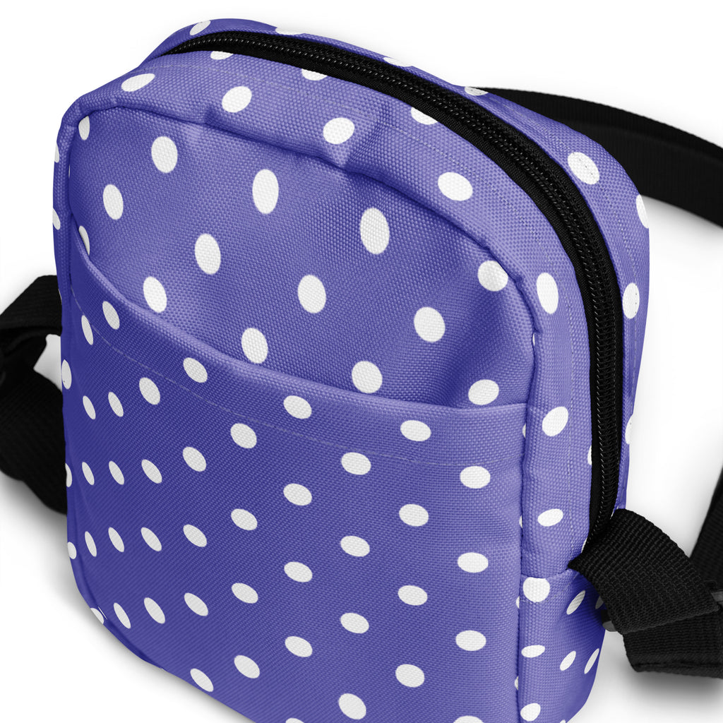 Purple Polka Dot Crossbody Bag – Water Resistant Mini Purse With Adjustable Strap & Pockets