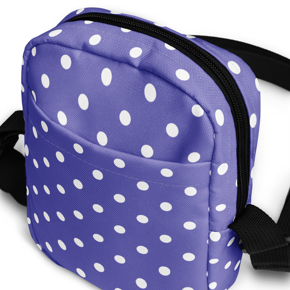 Purple Polka Dot Crossbody Bag – Water Resistant Mini Purse With Adjustable Strap & Pockets