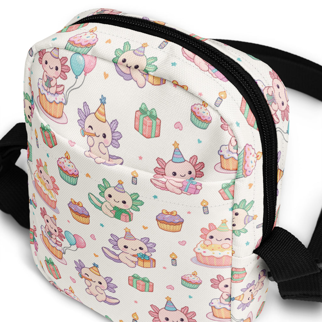 Girls Axolotl Birthday Crossbody Bag – Water Resistant Mini Purse With Adjustable Strap & Pockets