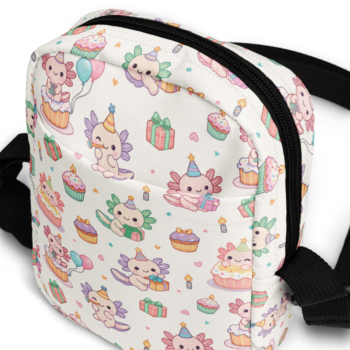 Girls Axolotl Birthday Crossbody Bag – Water Resistant Mini Purse With Adjustable Strap & Pockets