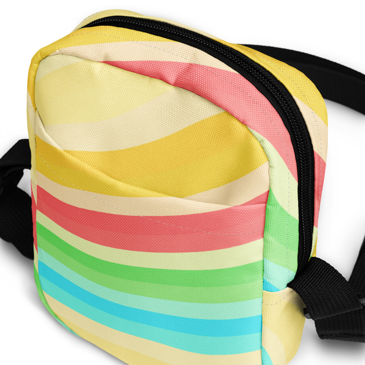 Girls Summer Beach Stripe Crossbody Bag – Water Resistant Mini Purse With Adjustable Strap & Pockets