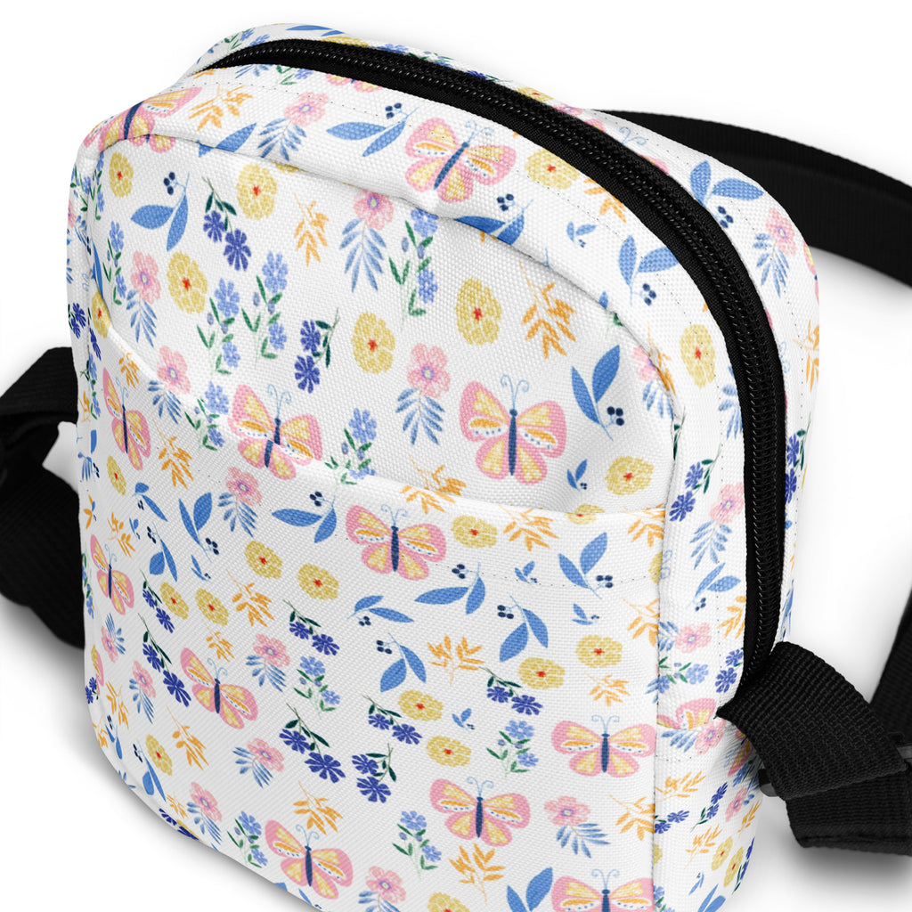 Butterfly Floral Crossbody Bag – Water Resistant Mini Purse With Adjustable Strap & Pockets
