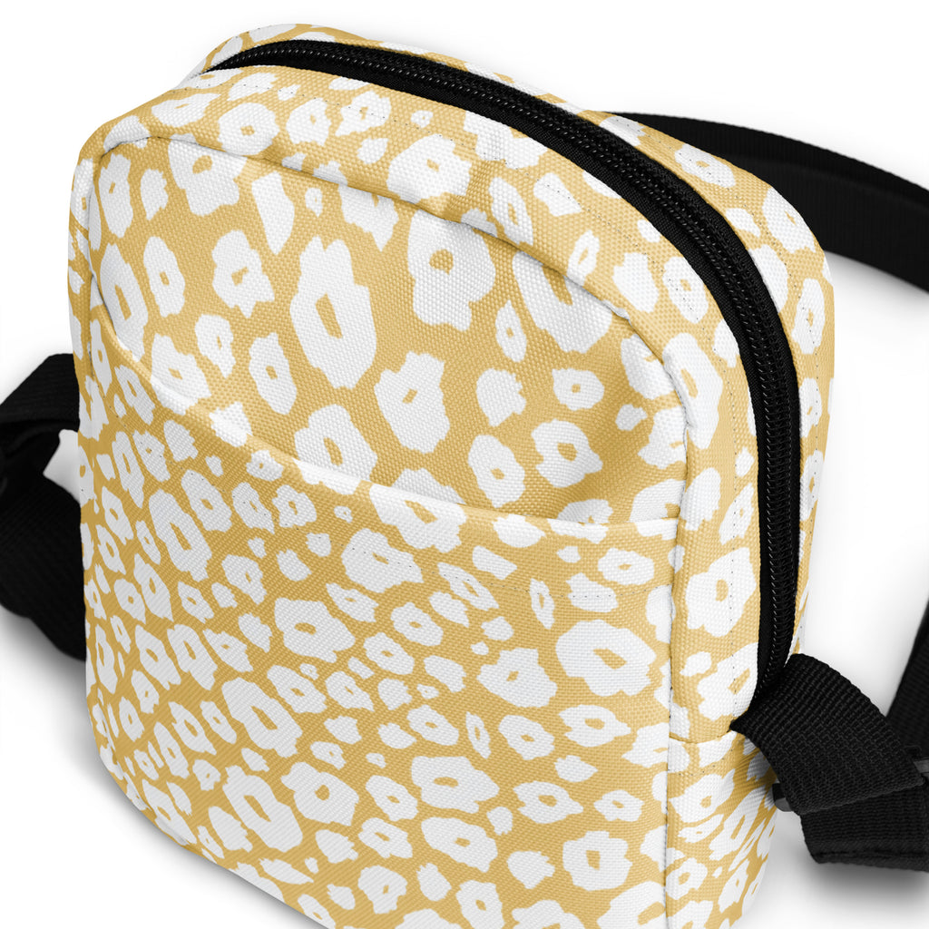 Light Yellow Leopard Crossbody Bag – Water Resistant Mini Purse With Adjustable Strap & Pockets