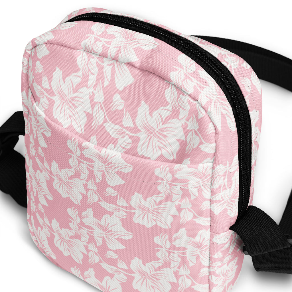 Girls Pink Hibiscus Crossbody Bag – Water Resistant Mini Purse With Adjustable Strap & Pockets