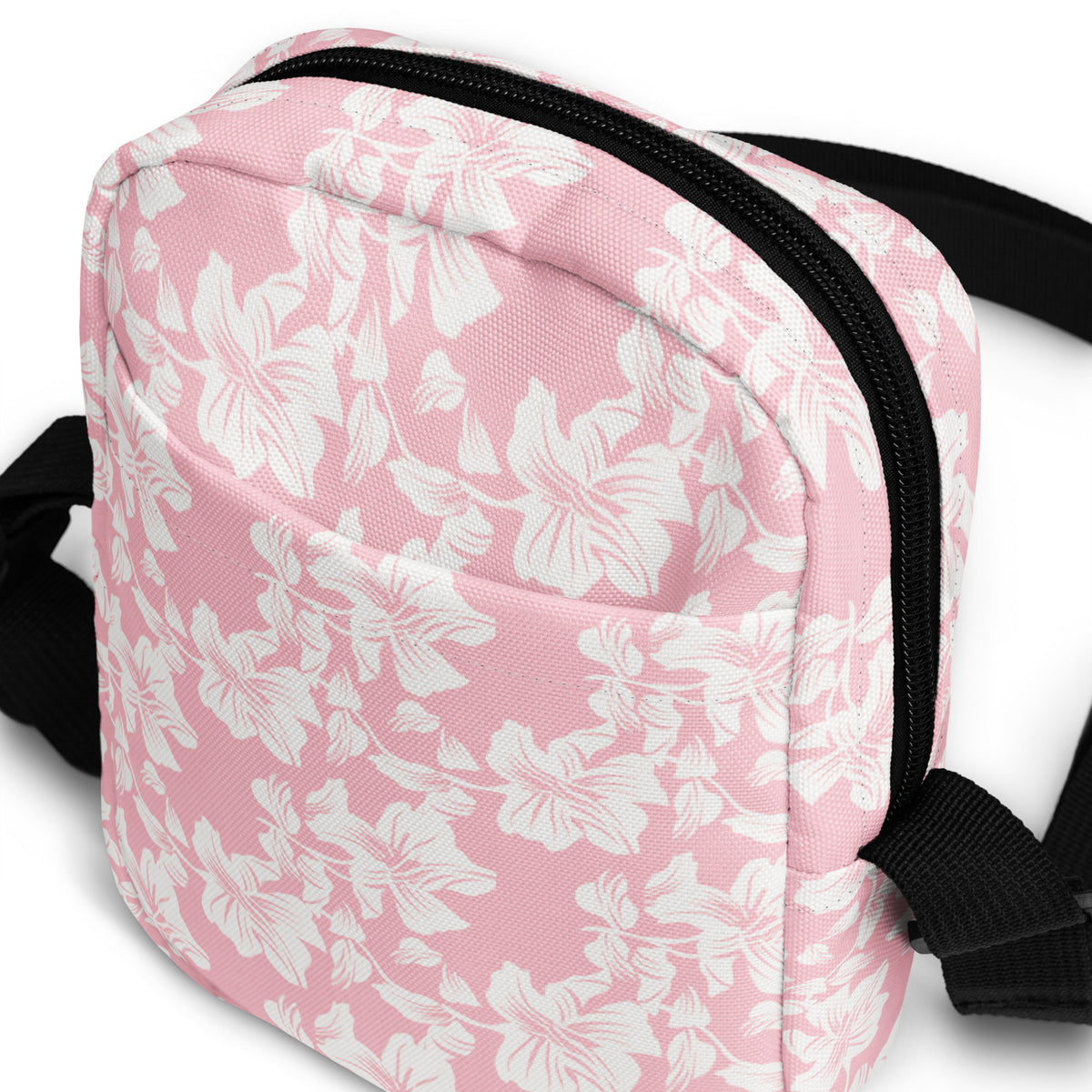 Girls Pink Hibiscus Crossbody Bag – Water Resistant Mini Purse With Adjustable Strap & Pockets