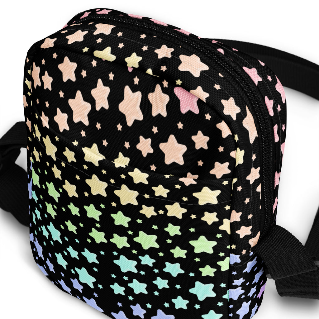 Girls Pastel Rainbow Star Crossbody Bag – Water Resistant Mini Purse With Adjustable Strap & Pockets