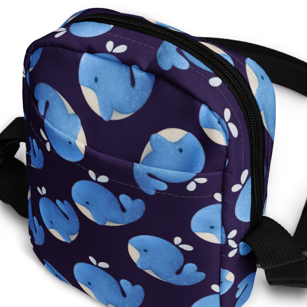 Girls Blue Whale Crossbody Bag – Water Resistant Mini Purse With Adjustable Strap & Pockets