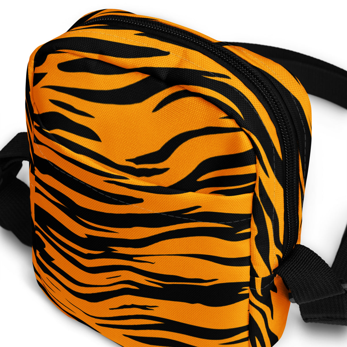 Tiger Stripe Crossbody Bag – Water Resistant Mini Purse With Adjustable Strap & Pockets