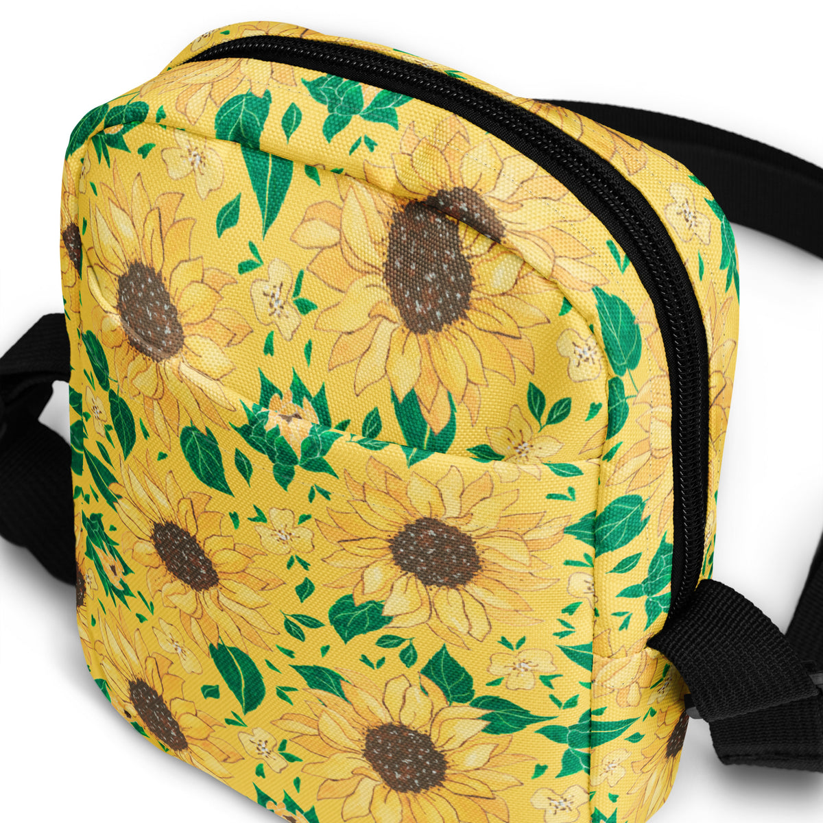 Girls Watercolor Sunflower Crossbody Bag – Water Resistant Mini Purse With Adjustable Strap & Pockets
