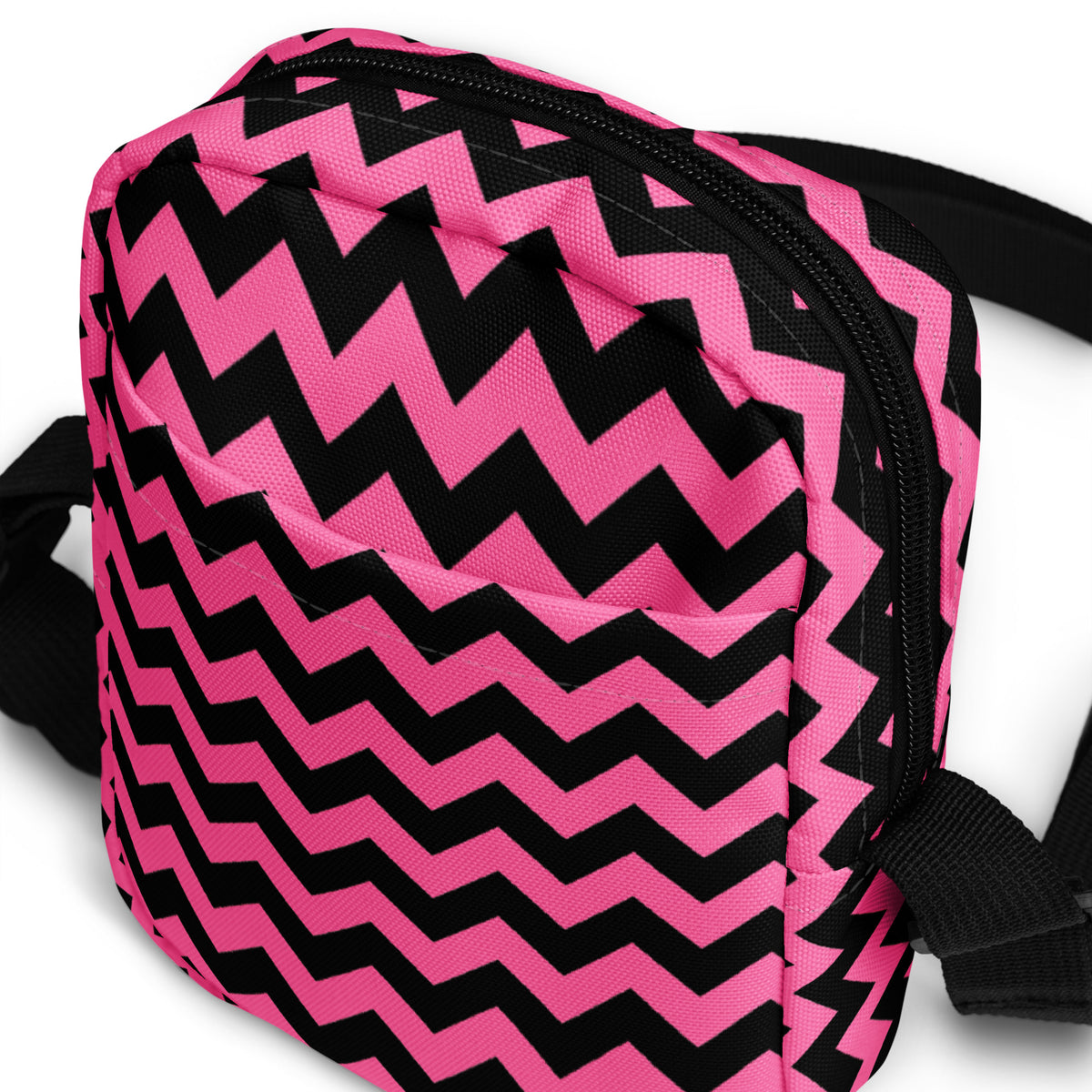 Pink Chevron Halloween Crossbody Bag – Water Resistant Mini Purse With Adjustable Strap & Pockets