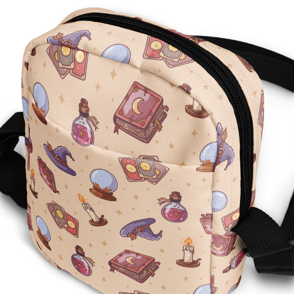 Witchy Magic Halloween Crossbody Bag – Water Resistant Mini Purse With Adjustable Strap & Pockets