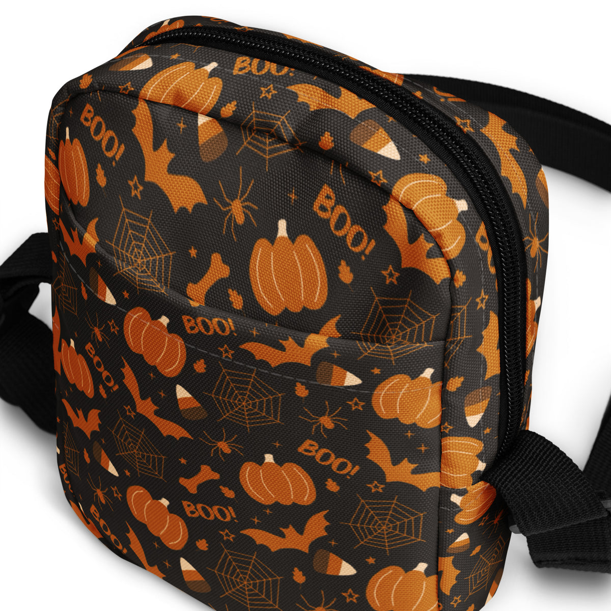 Dark Orange Halloween Crossbody Bag – Water Resistant Mini Purse With Adjustable Strap & Pockets