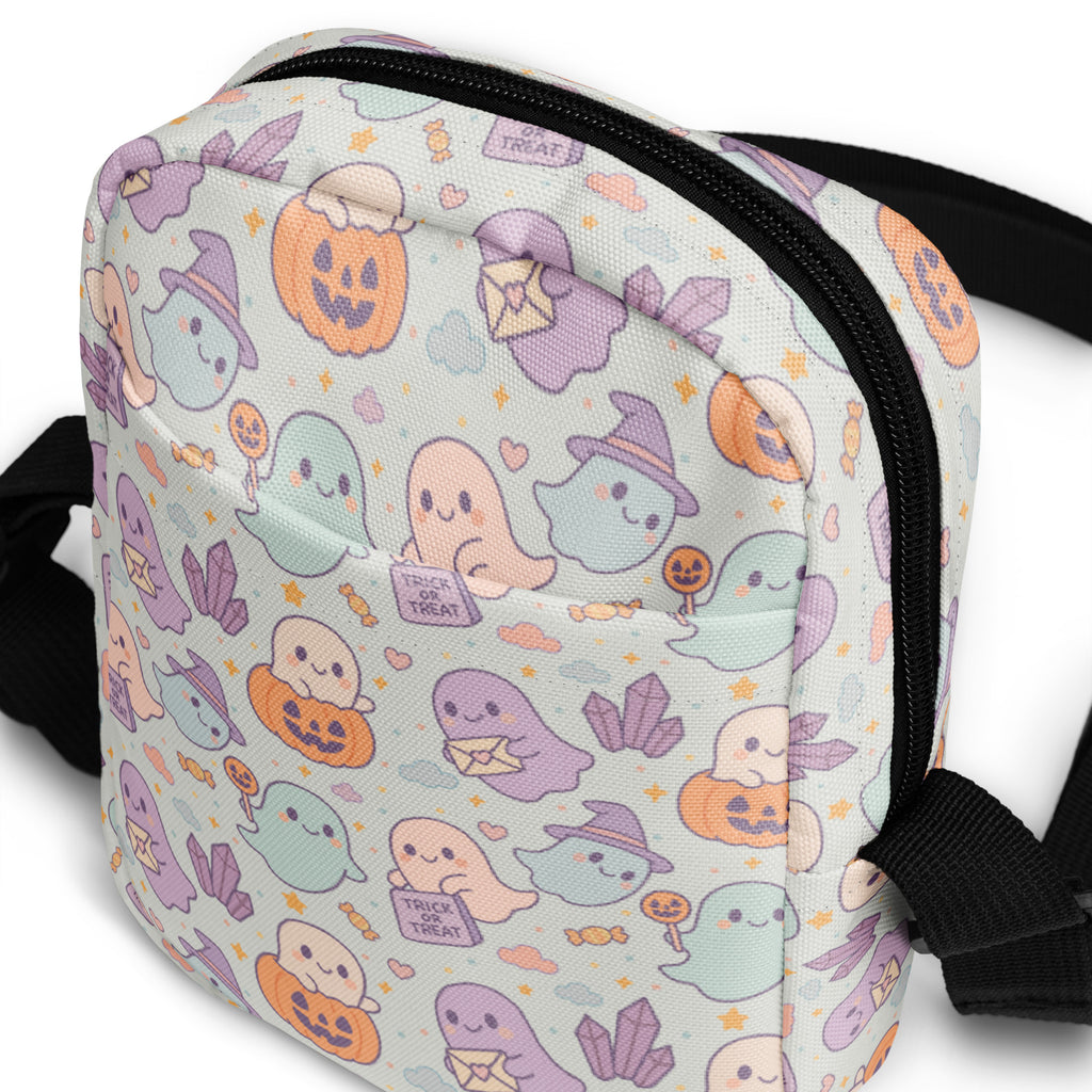 Girls Cute Ghost Halloween Crossbody Bag – Water Resistant Mini Purse With Adjustable Strap & Pockets