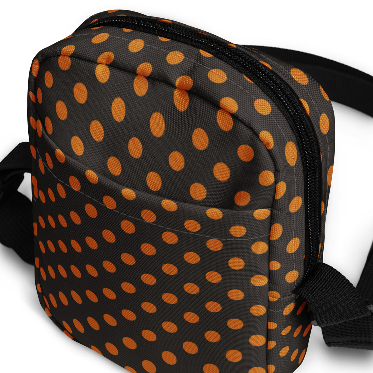 Dark Brown Polka Dot Halloween Crossbody Bag – Water Resistant Mini Purse With Adjustable Strap & Pockets