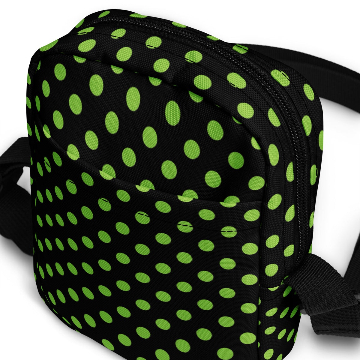 Green Polka Dot Halloween Crossbody Bag – Water Resistant Mini Purse With Adjustable Strap & Pockets
