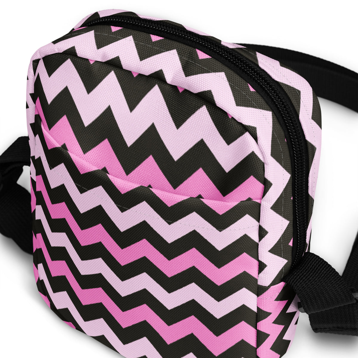 Girls Pink Chevron Crossbody Bag – Water Resistant Mini Purse With Adjustable Strap & Pockets