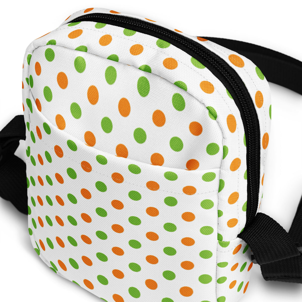 Orange & Green Polka Dot Halloween Crossbody Bag – Water Resistant Mini Purse With Adjustable Strap & Pockets