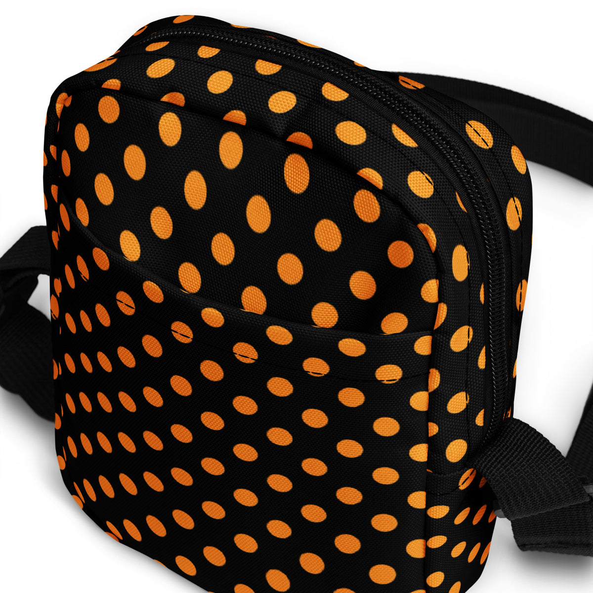 Girls Orange Polka Dot Halloween Crossbody Bag – Water Resistant Mini Purse With Adjustable Strap & Pockets