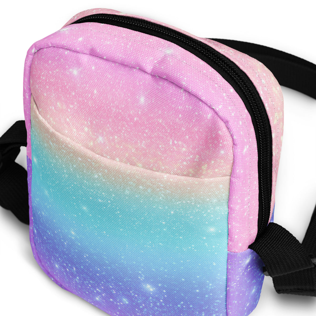 Faux Sparkle Effect Crossbody Bag – Water Resistant Mini Purse With Adjustable Strap & Pockets