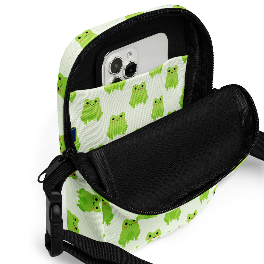 Girls Green Frog Crossbody Purse