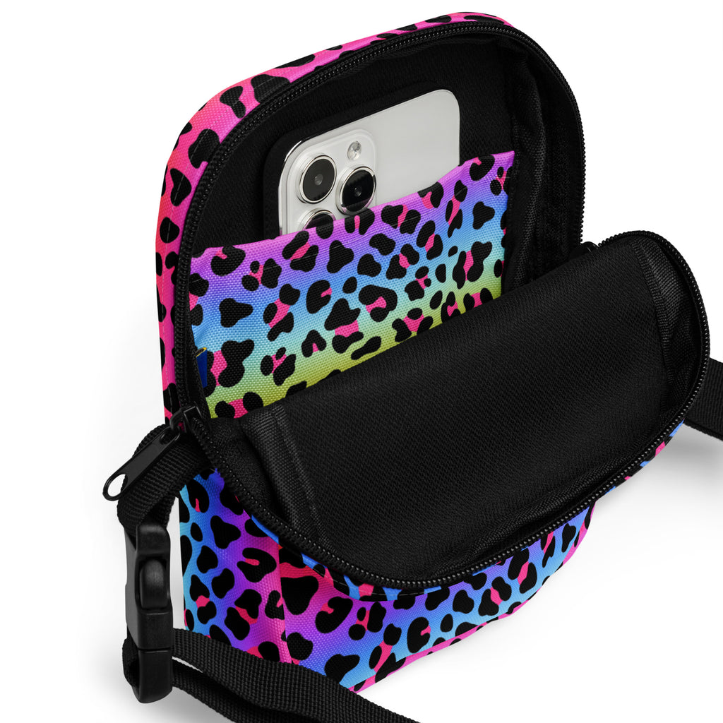 Girls Rainbow Leopard Crossbody Purse