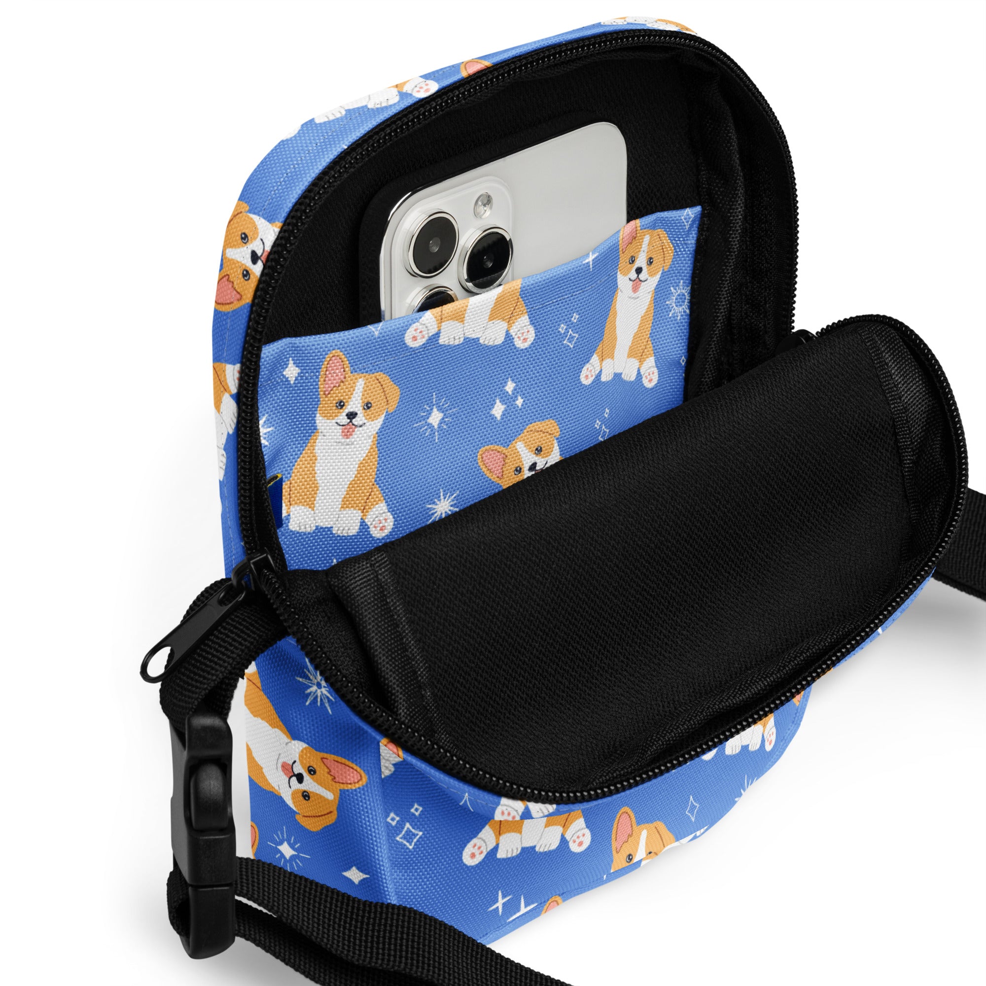 Girls Blue Corgi Crossbody Purse